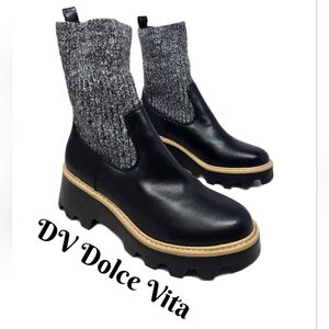 DV Dolce Vita Women's Vionie Soft Ankle Winter Boots Sz 9.5 Knit & Faux Leather